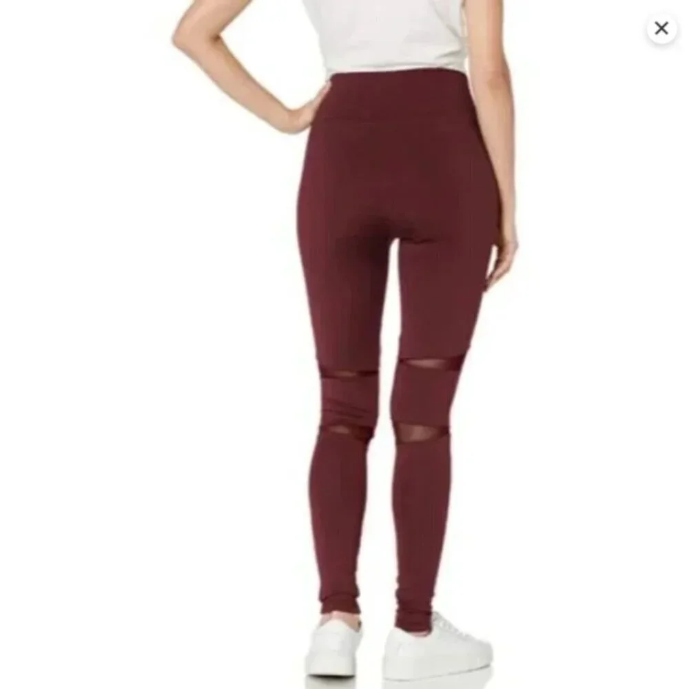 True Religion Maroon/Wine Mesh GYM Yoga Waistband Leggings Size Large EUC #5503 - Picture 2 of 4